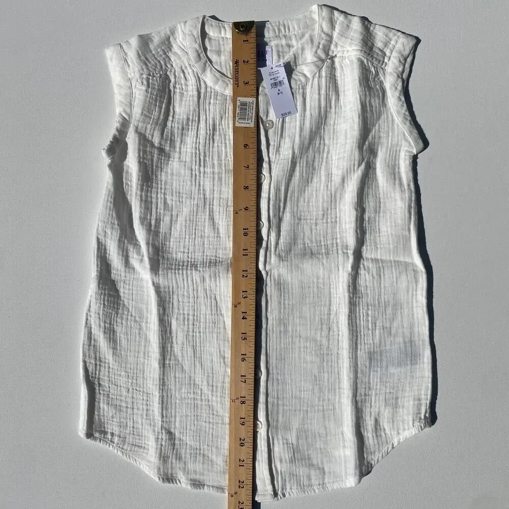 NWT Gap GapKids Girls Crinkle Gauze Tunic Dress in White (Sz S/6-7)